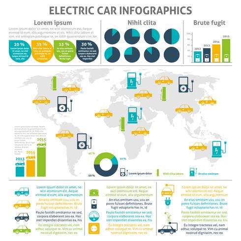 Electric Car Infographic Set  vector