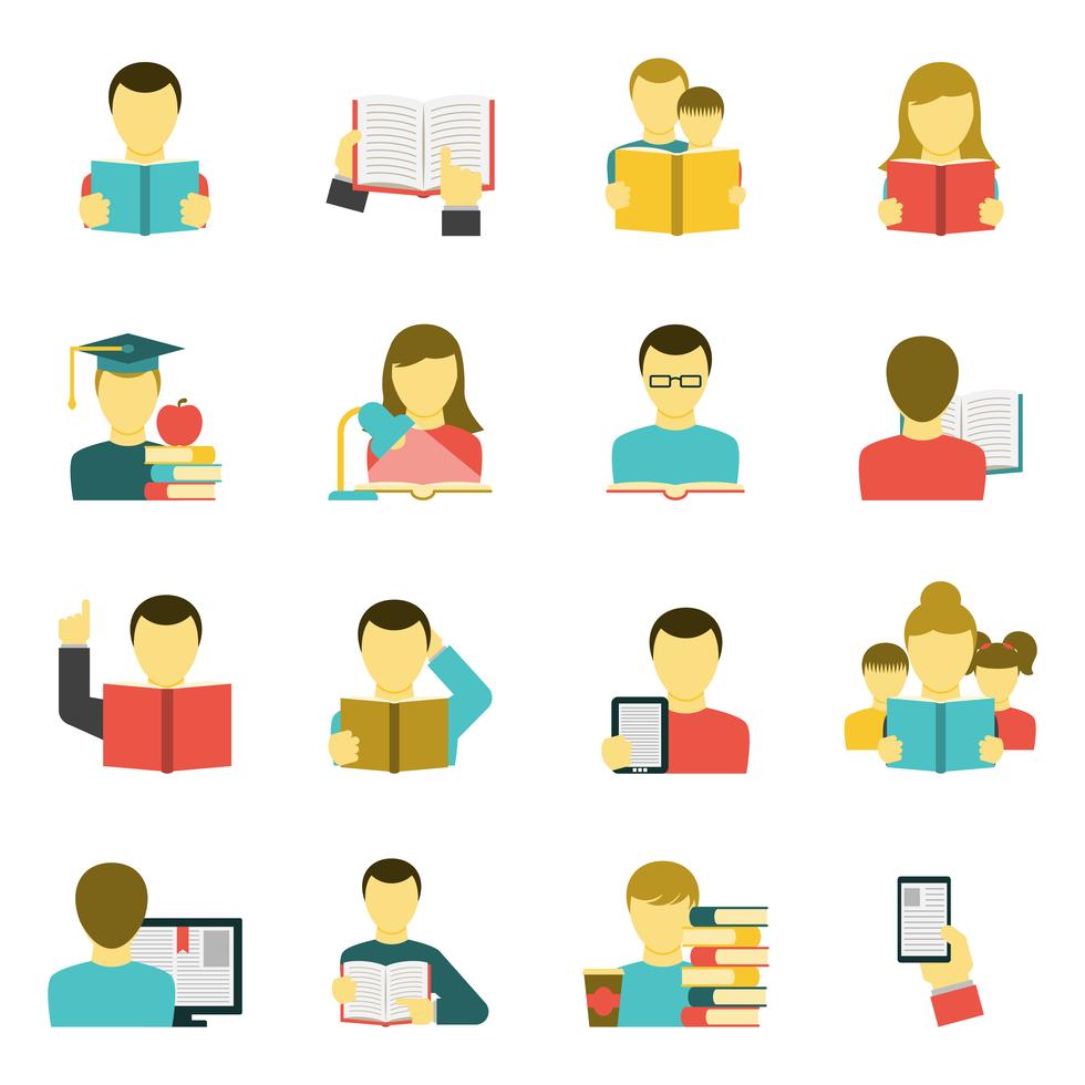 Reading Icons Set 469462 Vector Art at Vecteezy