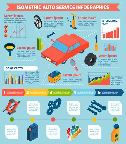 Auto Service Isometric Infographics vector