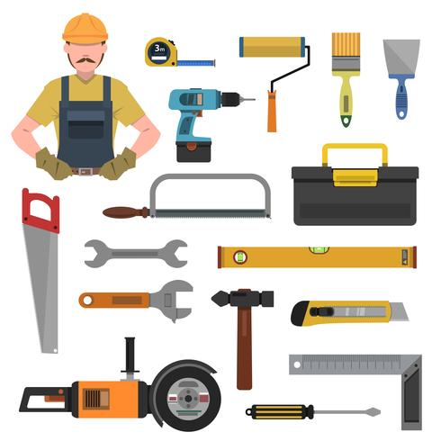 Tools Flat Icons Set vector