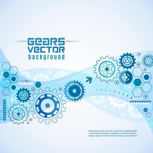 Varios engranajes con fondo de ruedas dentadas vector