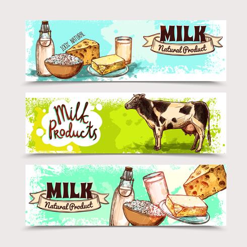 Set de Banners de Productos Lácteos vector