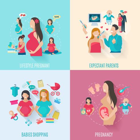 Pregnancy Flat Icons vector