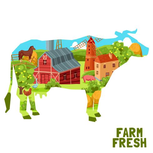 Farm Cow Concept vector