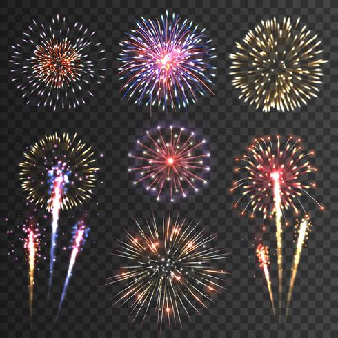 Firework pictograms black background set  vector