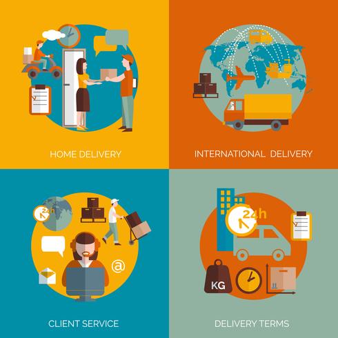 Logistic delivery concept 4 flat icons vector