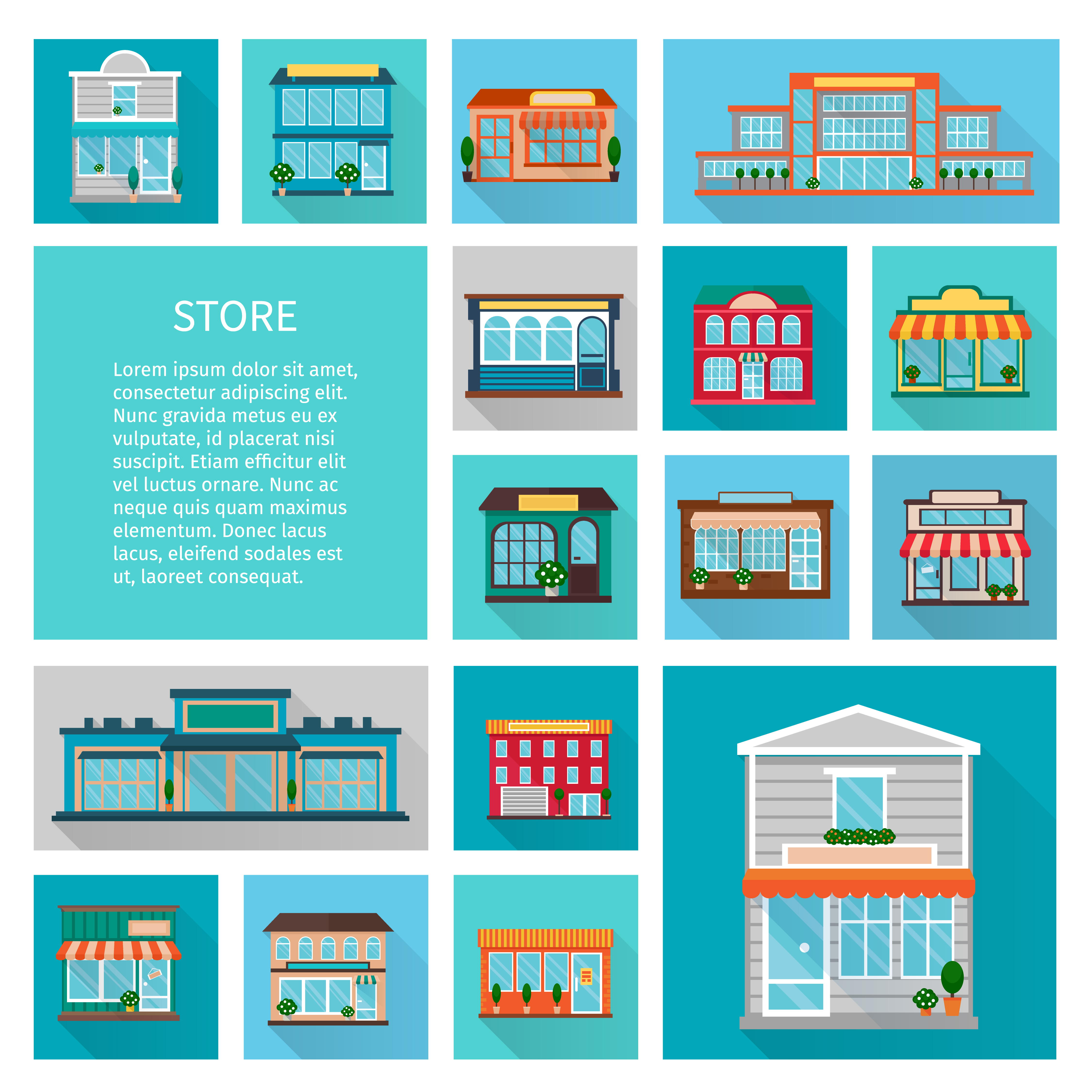 Shopping in stores icons set 469562 Vector Art at Vecteezy
