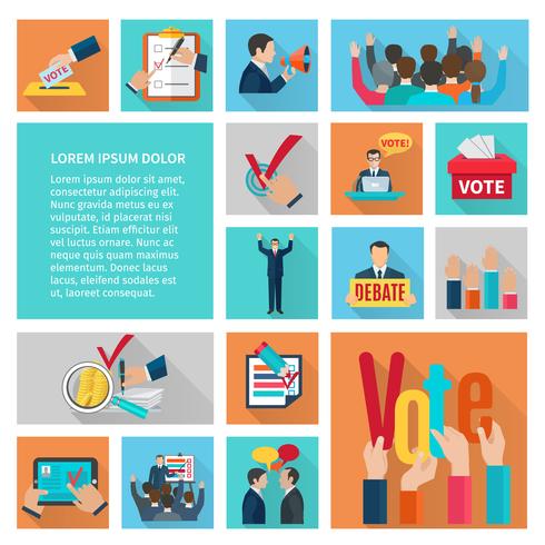 Elections Flat Icons Set vector