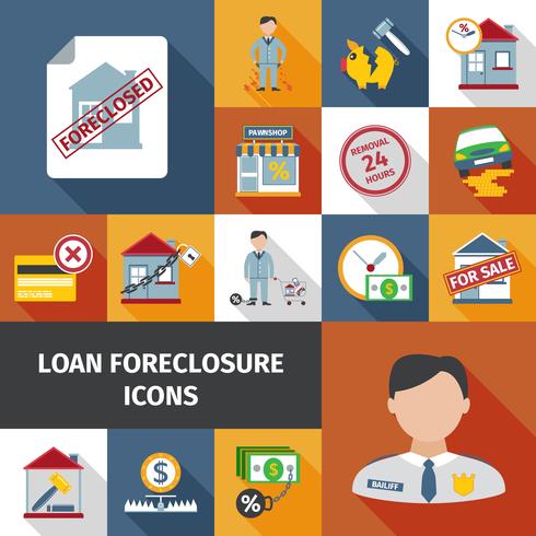 Loan Foreclosure Icons vector