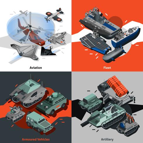 Equipo militar isométrico vector