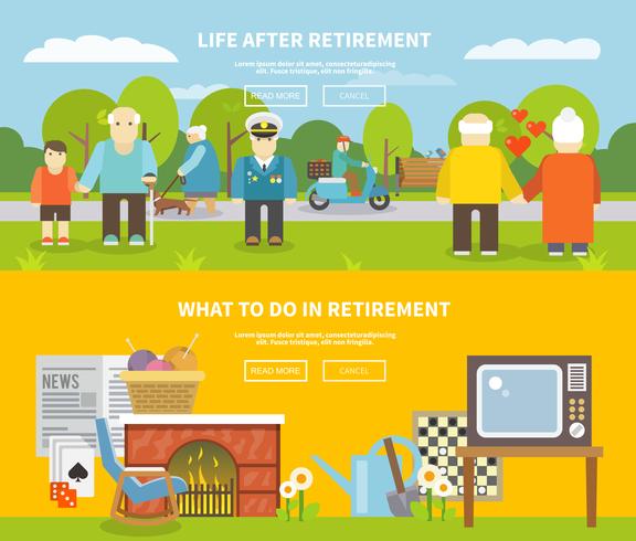 Pensioners Life Banner Set vector