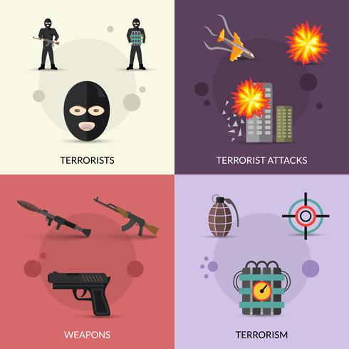 Terrorismo Conjunto Plano vector