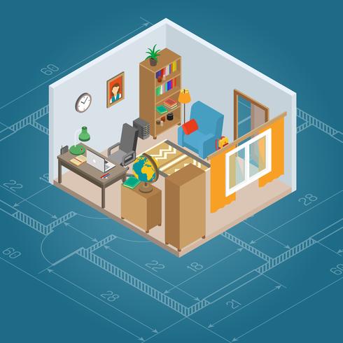 Isometric Cabinet Interior vector