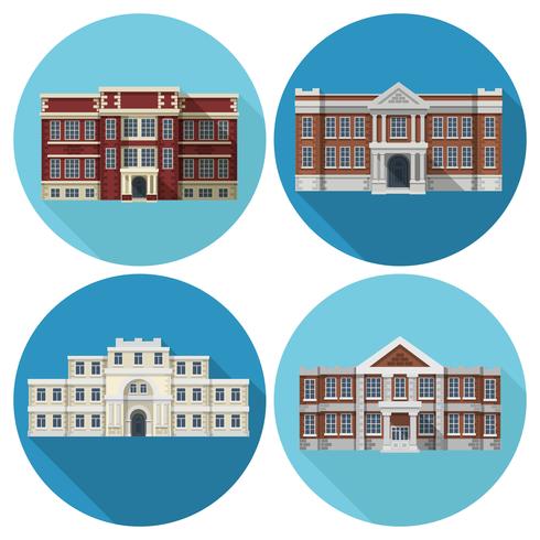 School Building Flat vector