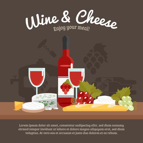 Vida de vino y queso todavía vector