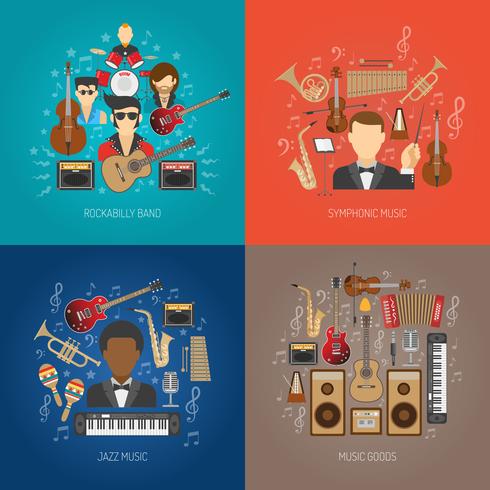 Conjunto de concepto de diseño de música vector