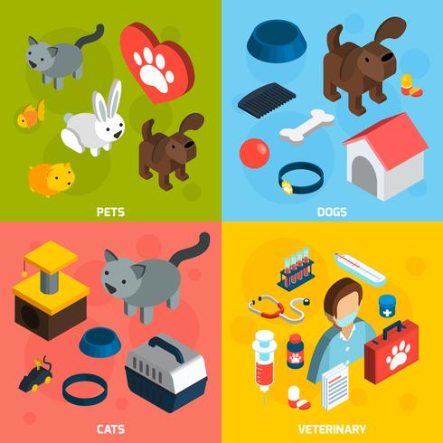 Pets Veterinary Isometric Set vector