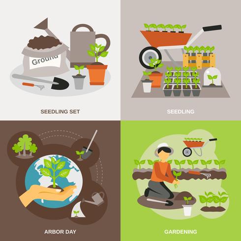 Seedling Flat Set vector