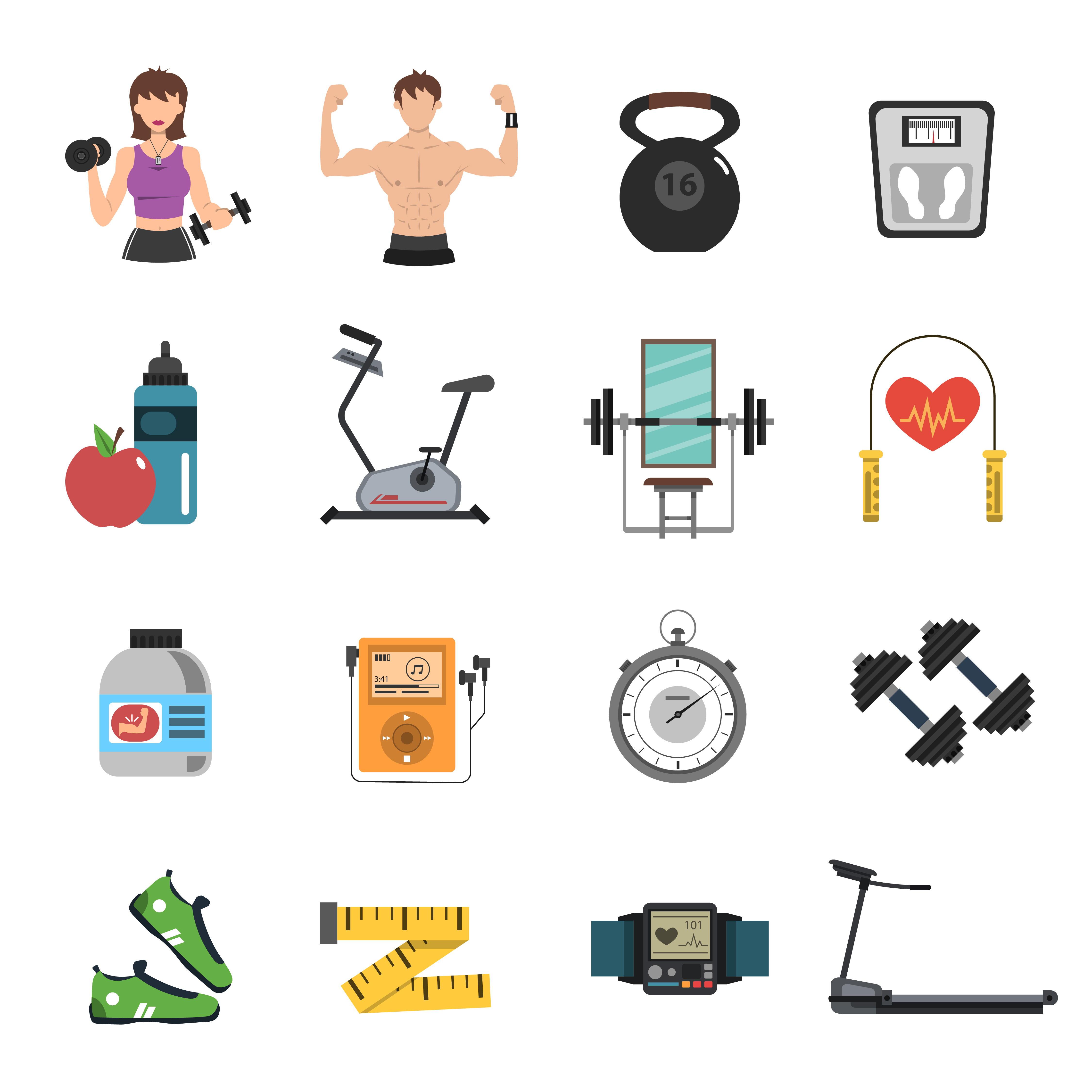 Gym Icon Flat Set 469727 Vector Art At Vecteezy