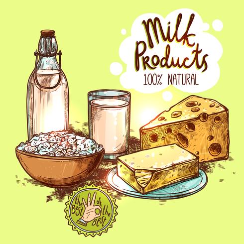 Milk Product Still Life Concept vector