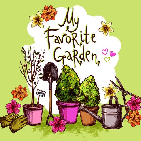 Garden Sketch Set vector