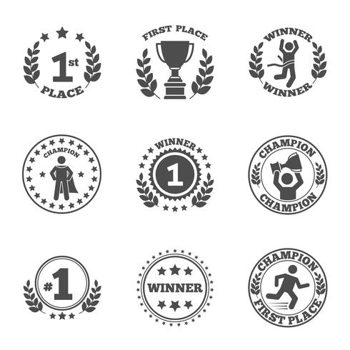 First place icons set vector