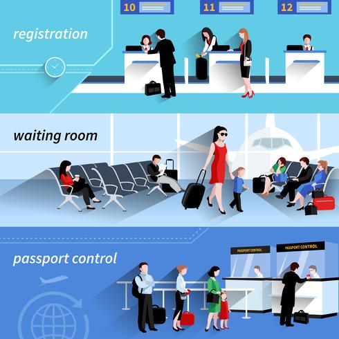 People In Airport Banners vector