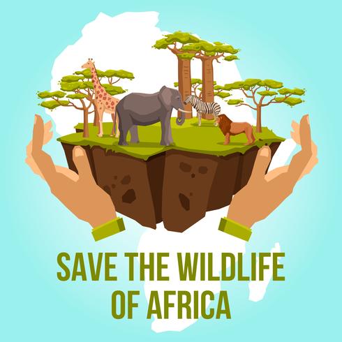 Save the wildlife of Africa concept vector