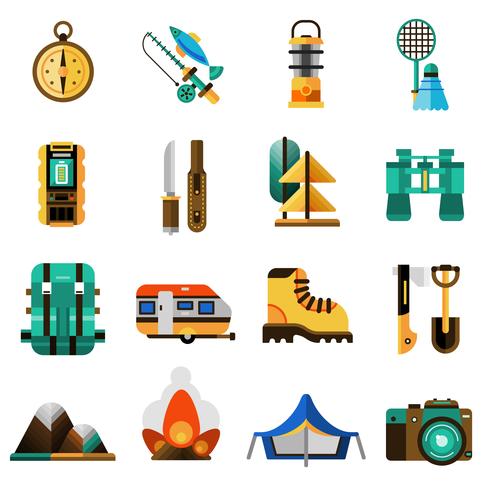 Conjunto de iconos de camping vector