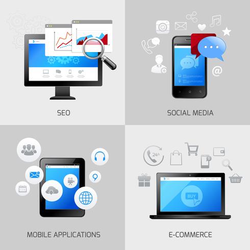 SEO web mobile concepts vector