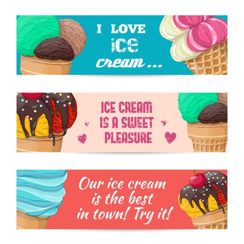 Set of banners with ice-cream vector