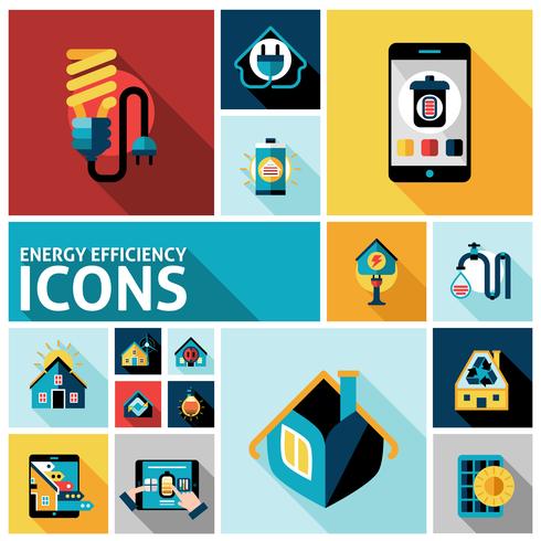 Energy Efficiency Icons Set vector