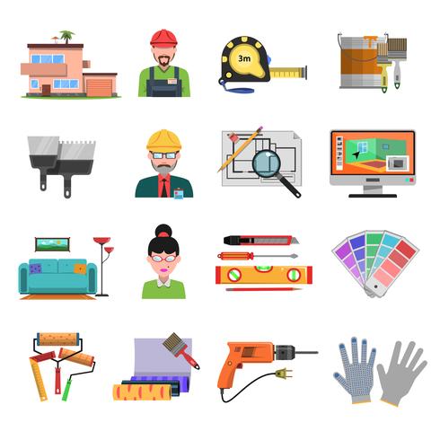 Interior Flat Icons vector