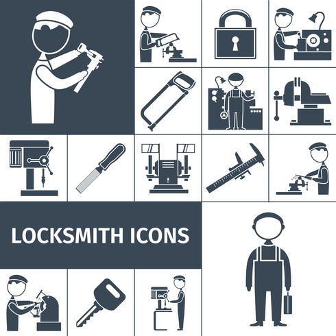 Locksmith Icons Black vector