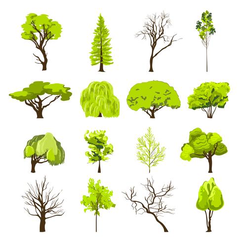 Sketch tree icons set vector