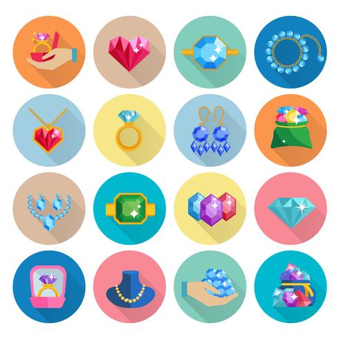 Precious Jewels Icons Flat vector