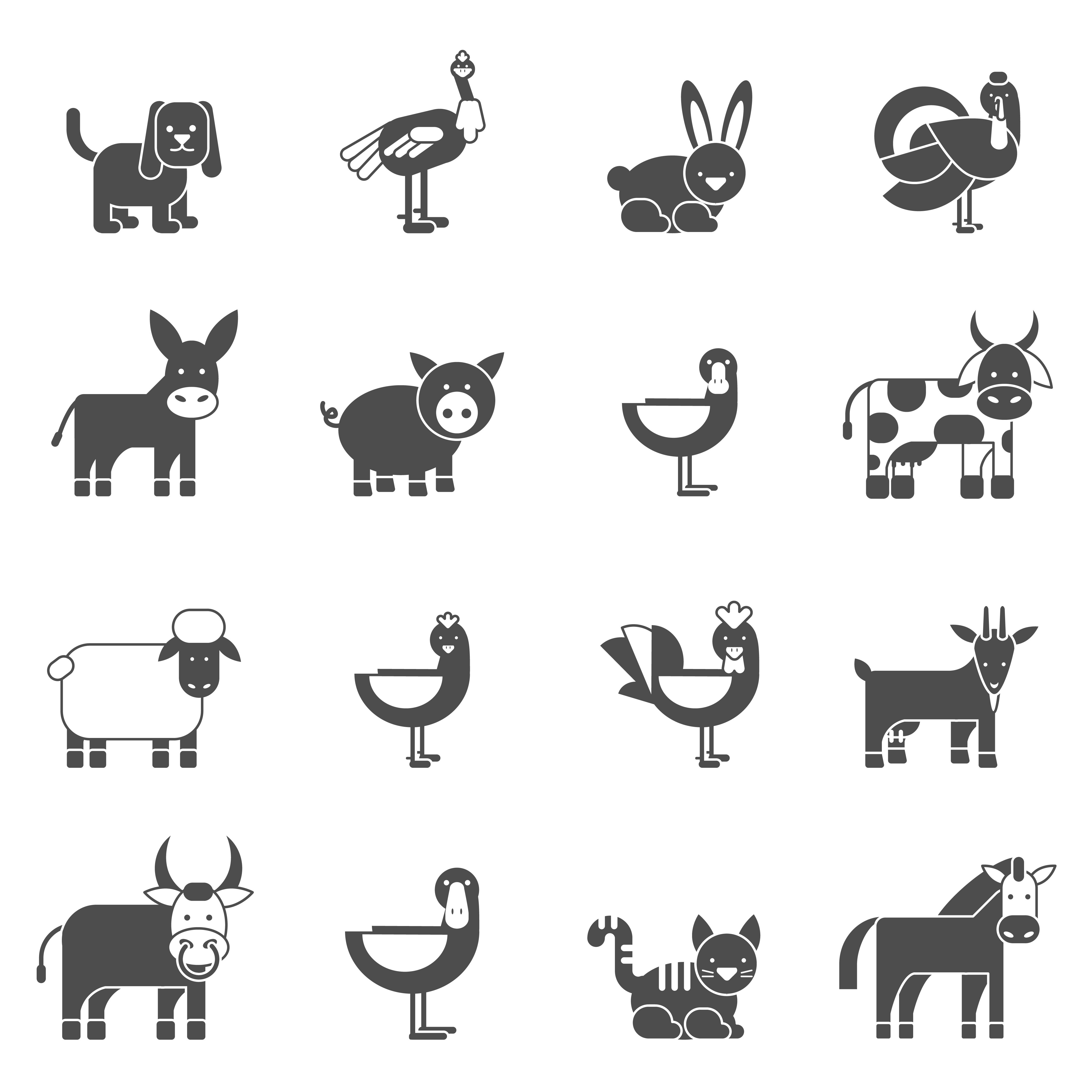 Download Domestic Animals Icons Set 469936 Vector Art at Vecteezy