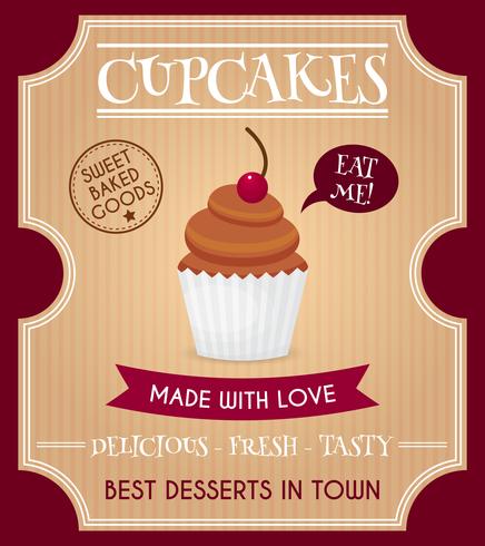 Cupcake retro poster vector