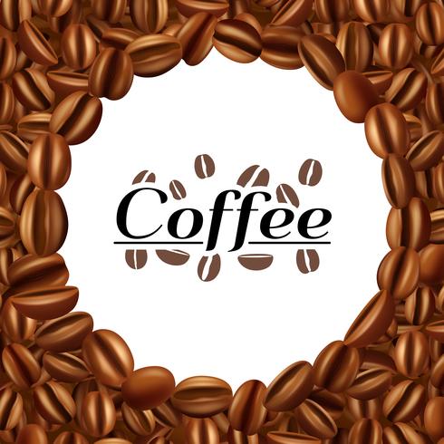 Coffee beans round frame background print vector