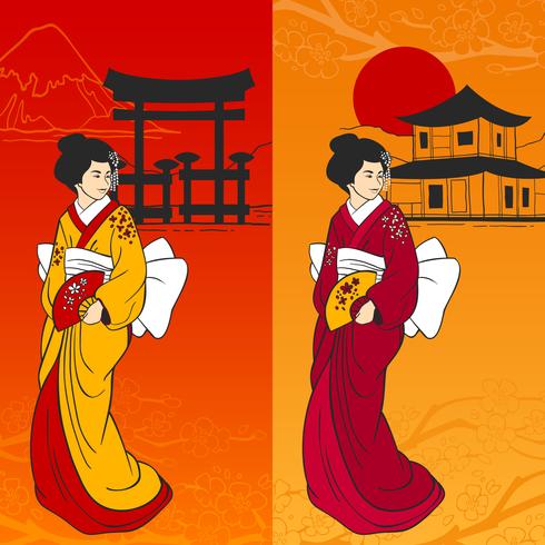 Geisha Banner Vertical vector