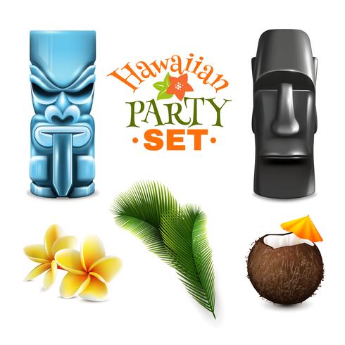 Colección de elementos de fiesta hawaiana vector