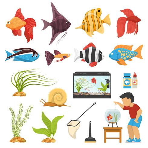 acuario acuario conjunto de peces vector