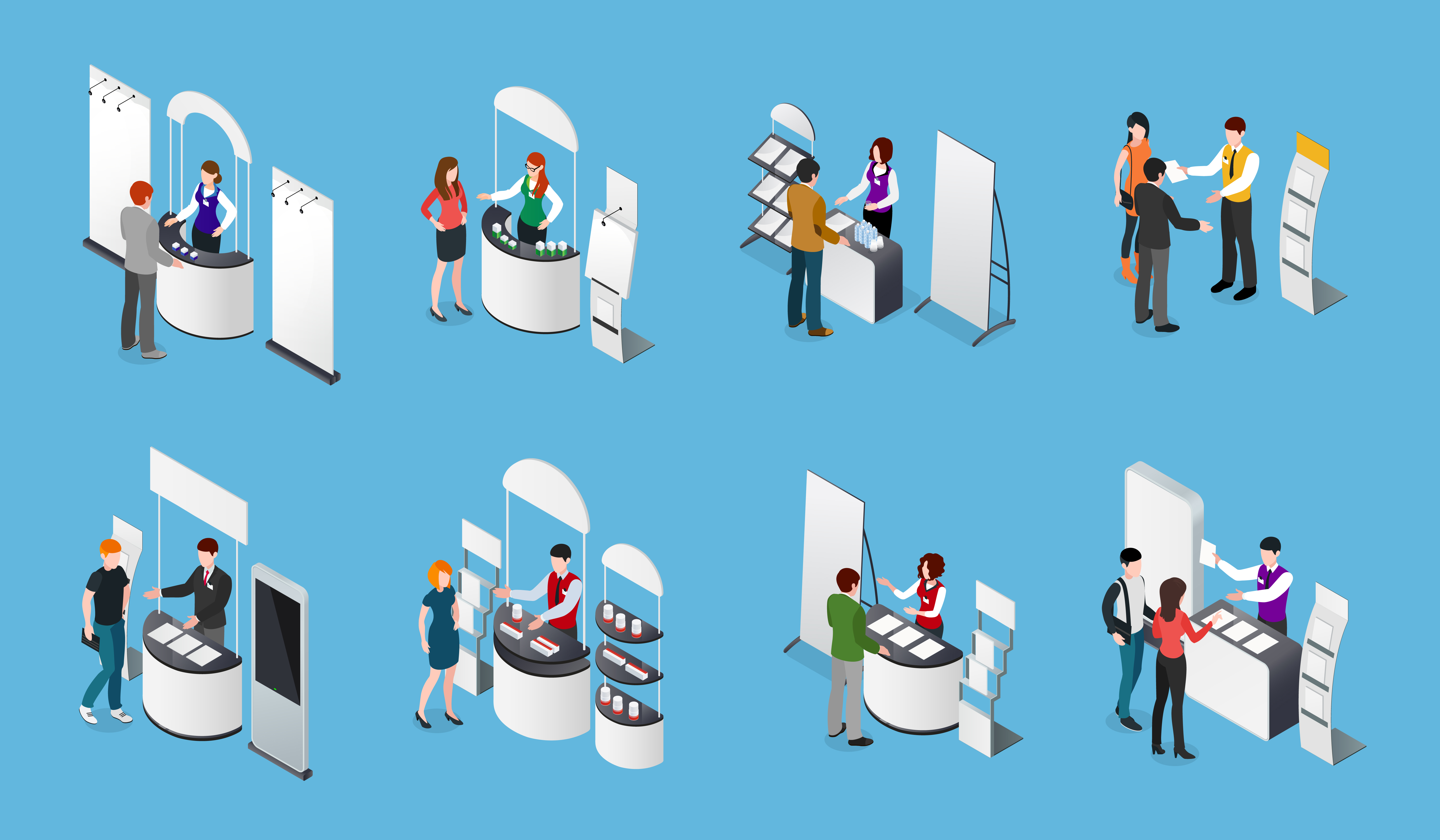 Promotional Stands Isometric Set Download Free Vectors 