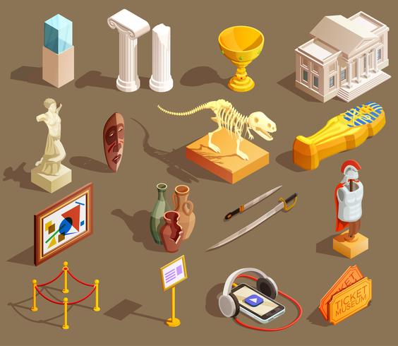 Museum Artifacts Isometric Collection vector