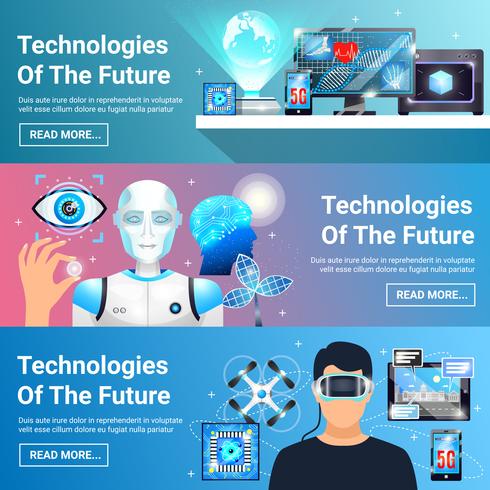 Future Technologies Banners Set vector