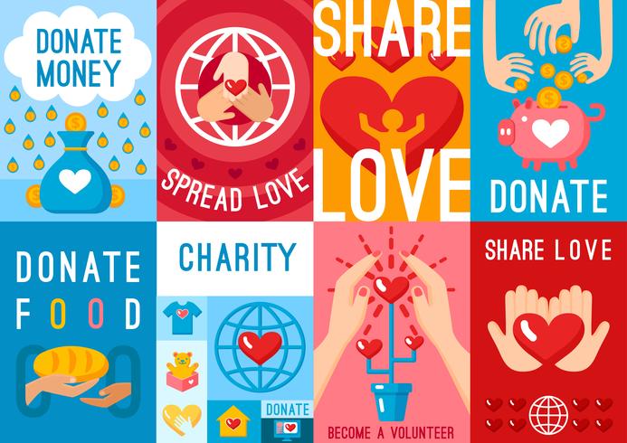 Charity Donation Posters Set vector