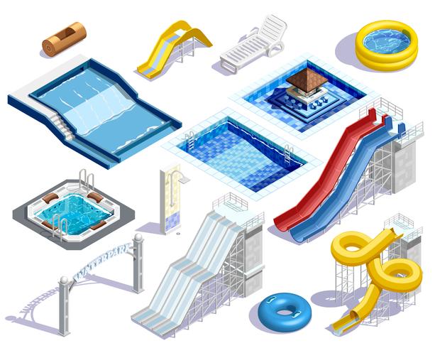 Aqua Park Elements Set vector