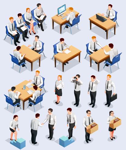 Isometric Employment Interview Collection vector