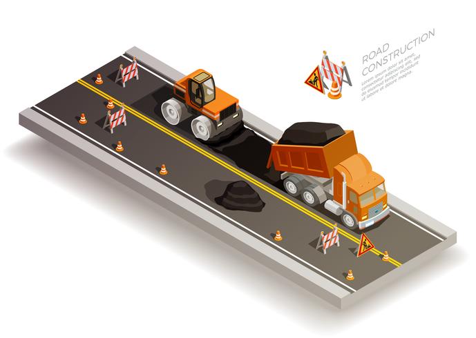 Road Works Construction Composition vector