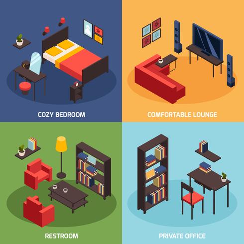 Living Room Concept Icons Set vector